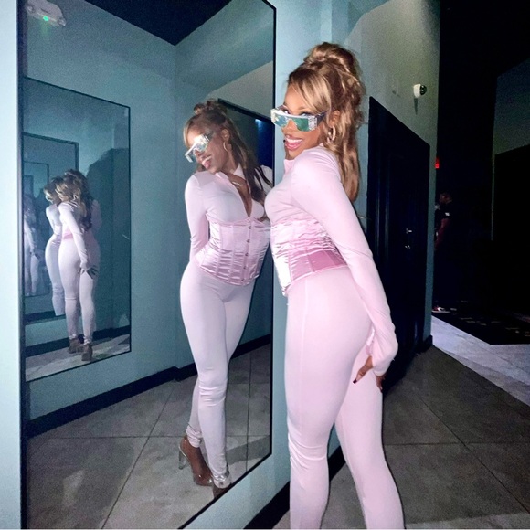 Pink Plastic Babez Amare Jumpsuit w/Corset - Small - Picture 1 of 2